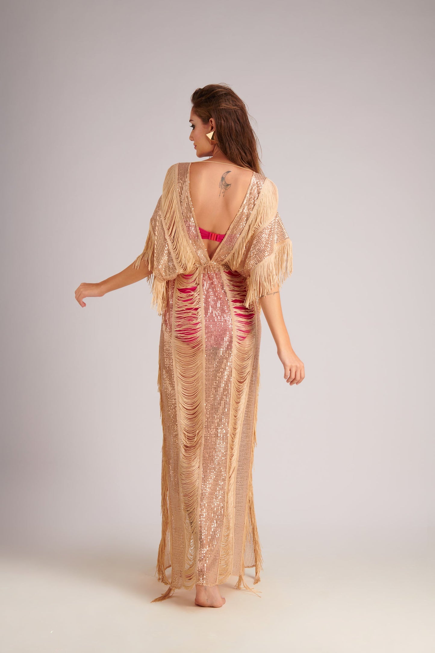 Gold Long Fringe Coverup