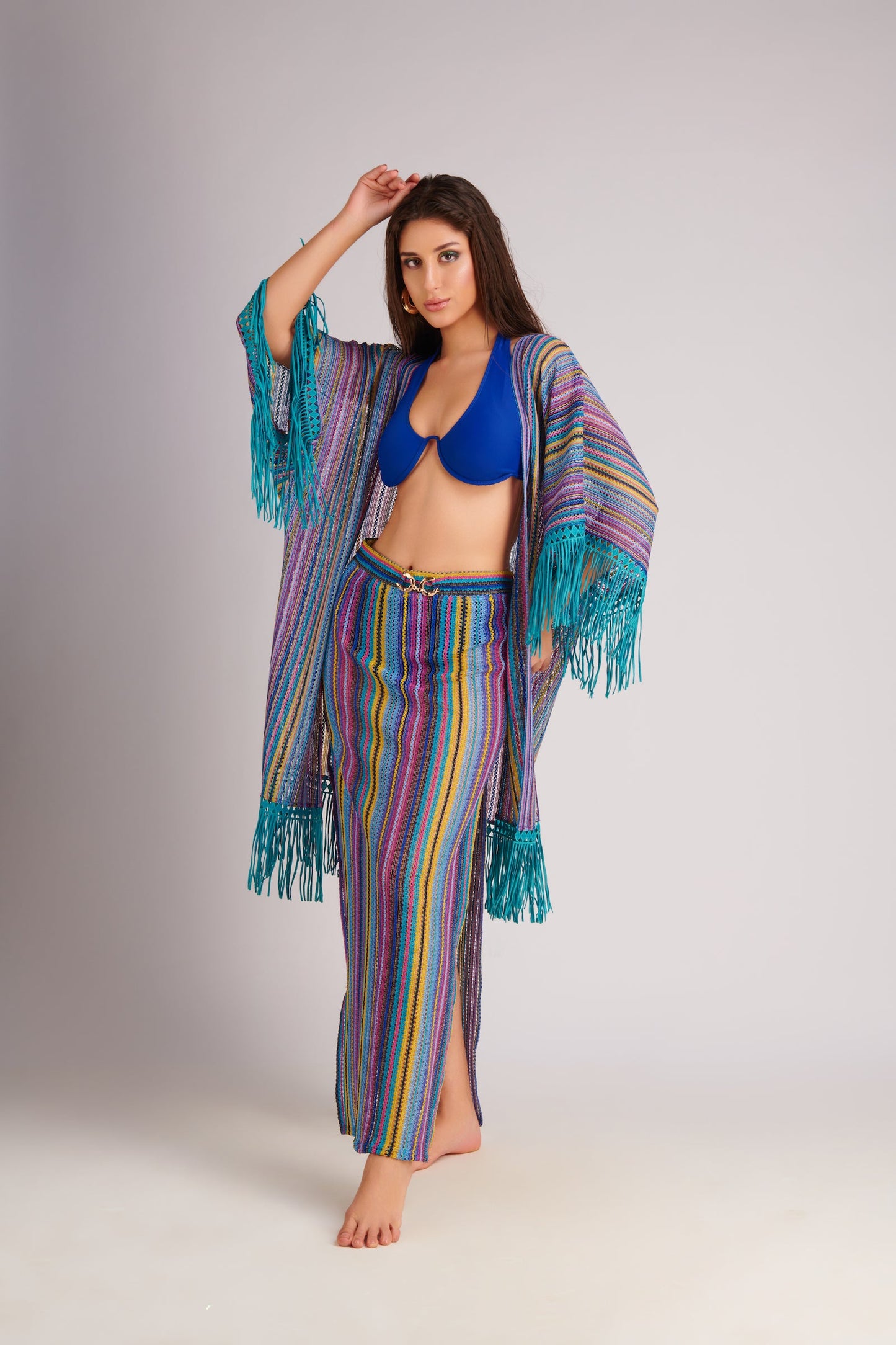 GYPSY BLUE FRINGE CAPE