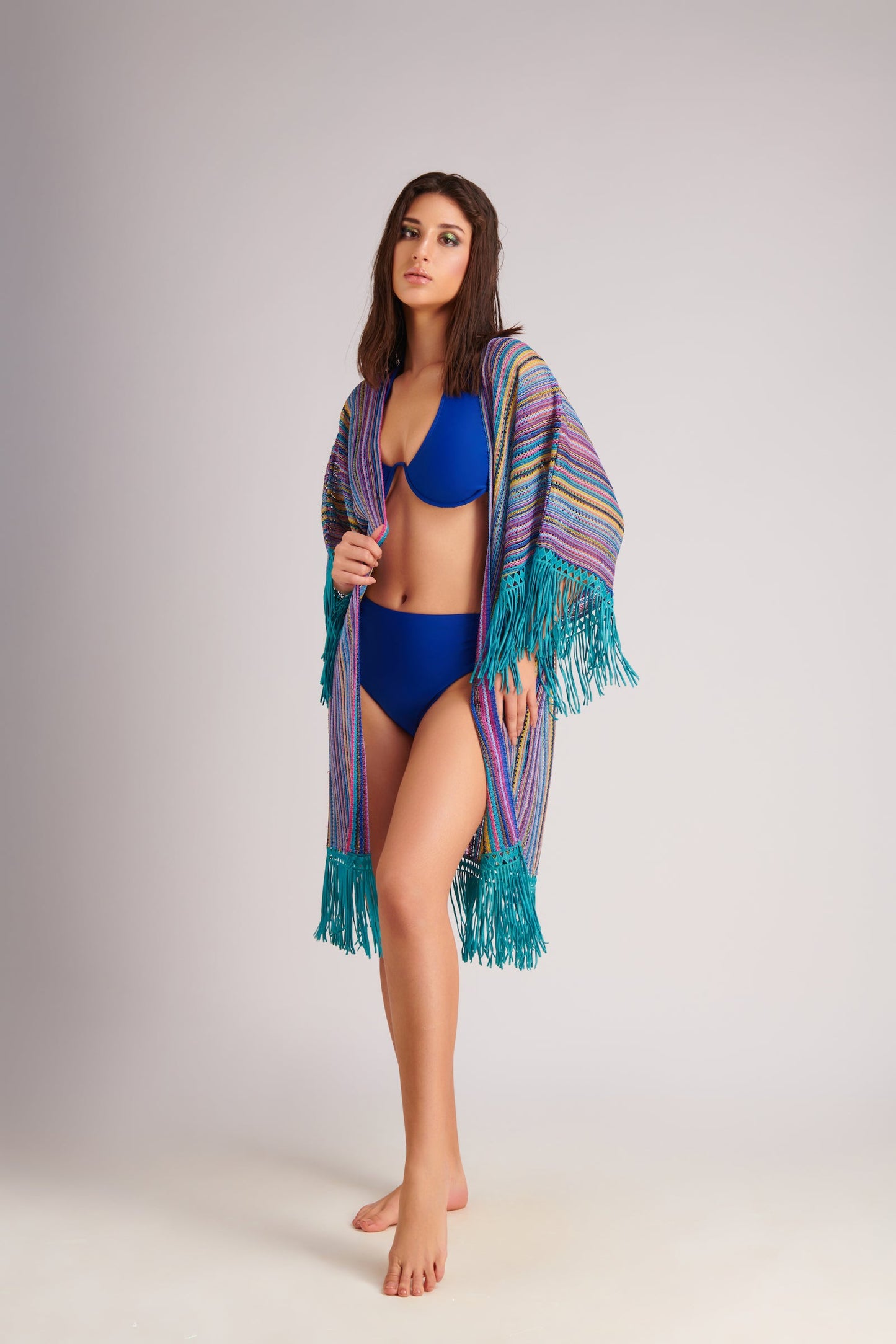 GYPSY BLUE FRINGE CAPE