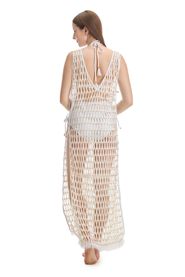 White Cutwork Long Coverup