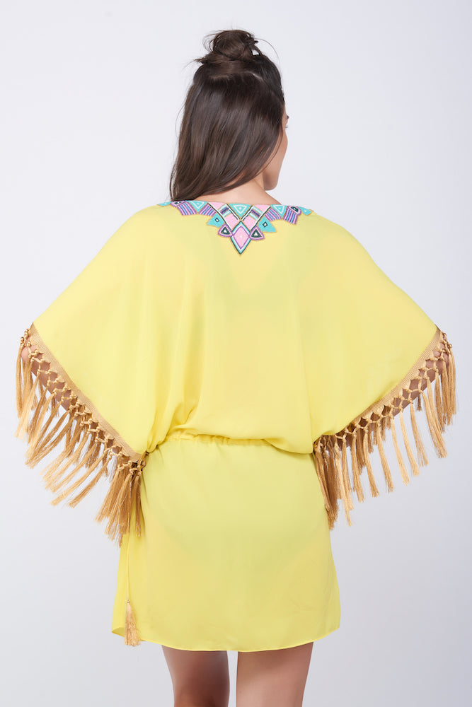 KAI Beaded Kimono With Tassels