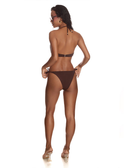 Brown Halter Neck Multi-Tie Up Bikini Top