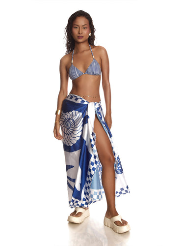 Blue Striped Printed Bikini Bottom
