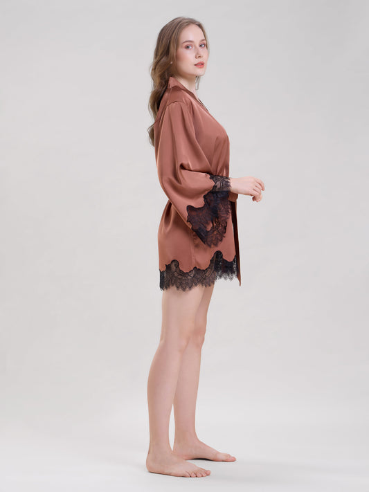 Bronze Robe With Cami Top & Shorts