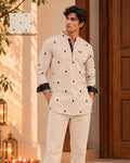 Clubs & Spades-Beige Short Kurta