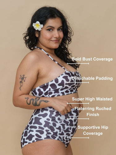 Cow Ruched Set (2 Pcs)