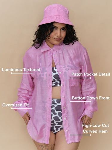 Bubblegum Pink Shirt Coverup