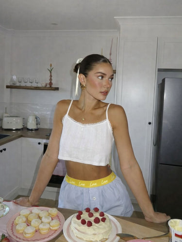 Blue Pinstripe Cotton Lounge Shorts