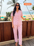 Pink Stripe Heart Cotton Nightsuit