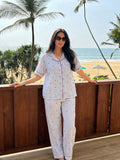 Blue Stripe Heart Cotton Nightsuit