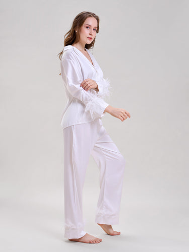 Pearl White Feather Nightsuit