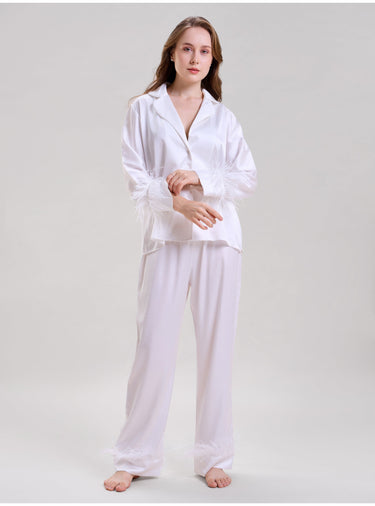 Pearl White Feather Nightsuit