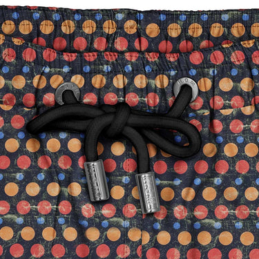 Printed, swim shorts with abstract pattern in black