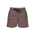 Printed, swim shorts with abstract pattern in black