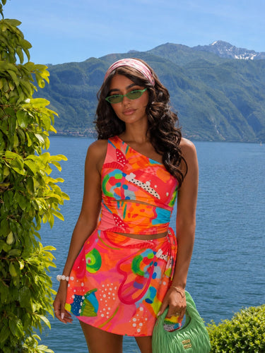 Pina Colada One Shoulder Cut-Out Swimdress