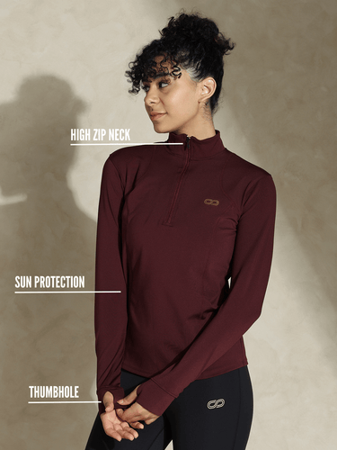 Shop-Women's Ath Runner Zip Neck Plum