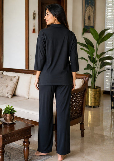 Noir Luxe PU Hosiery Everyday Lounge Set