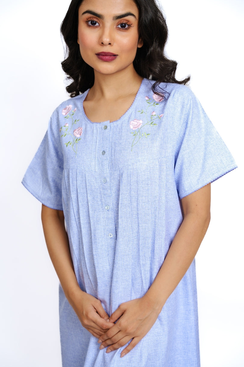 Bluebell Grace - Embroidered Cotton Nighty