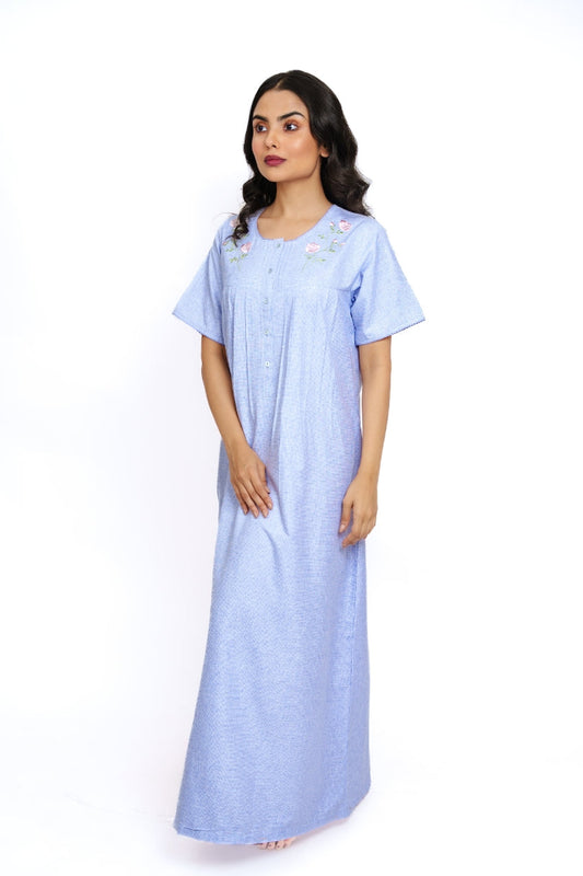 Bluebell Grace - Embroidered Cotton Nighty