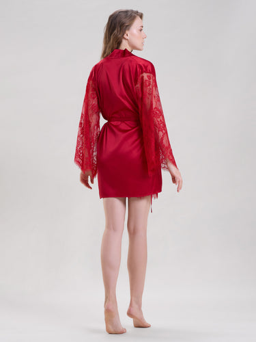 Red Robe With Cami Top & Shorts