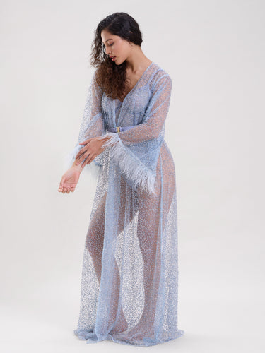 Elsa Embellished Sheer Robe With Belt