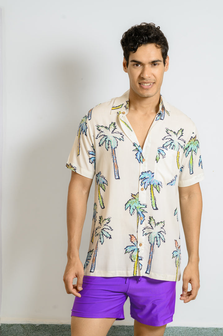 Men Beach Wear Printed Shirt