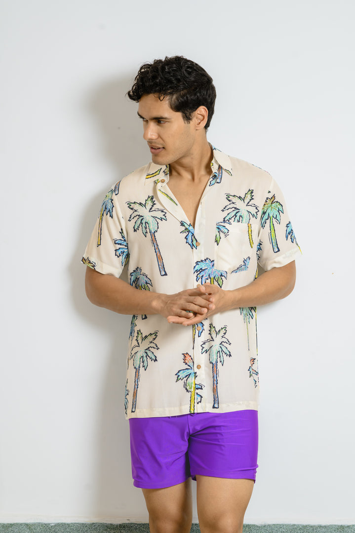 Men Beach Wear Printed Shirt