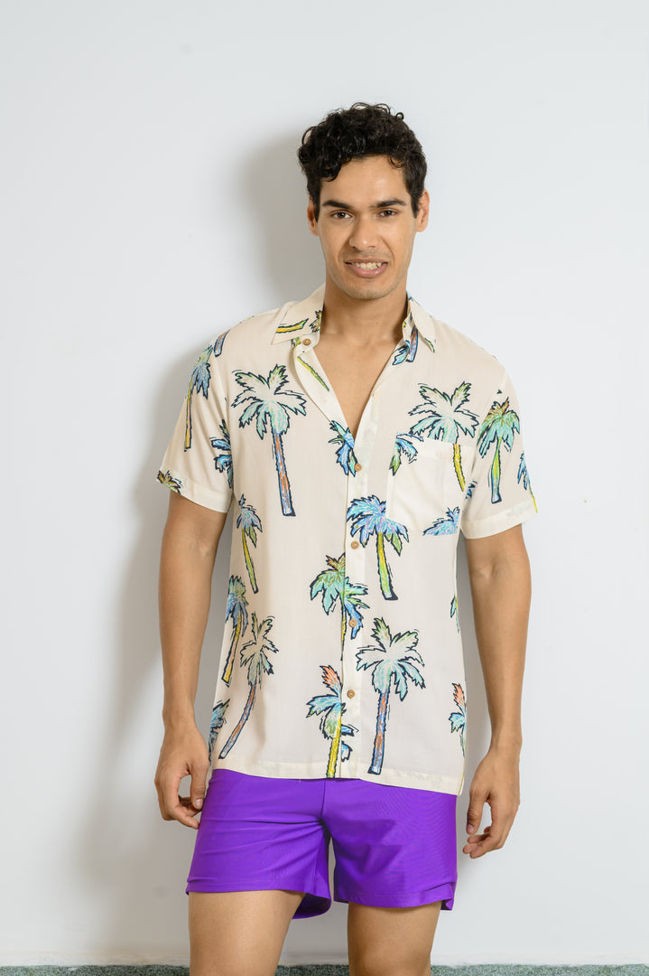 Men Beach Wear Printed Shirt