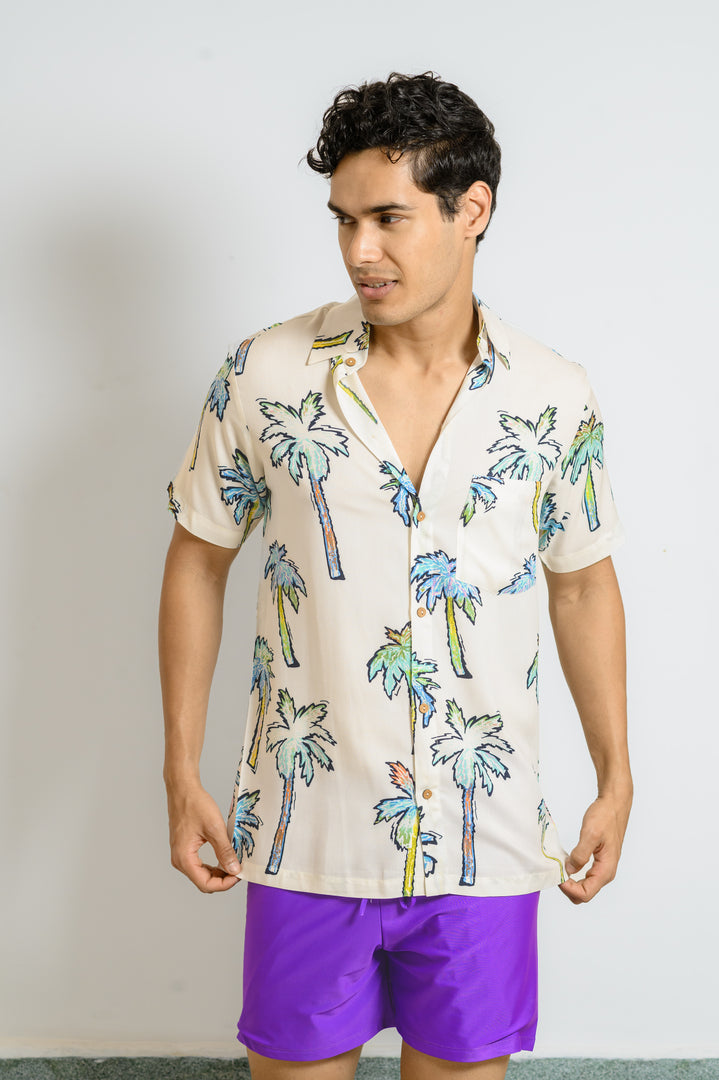 Men Beach Wear Printed Shirt