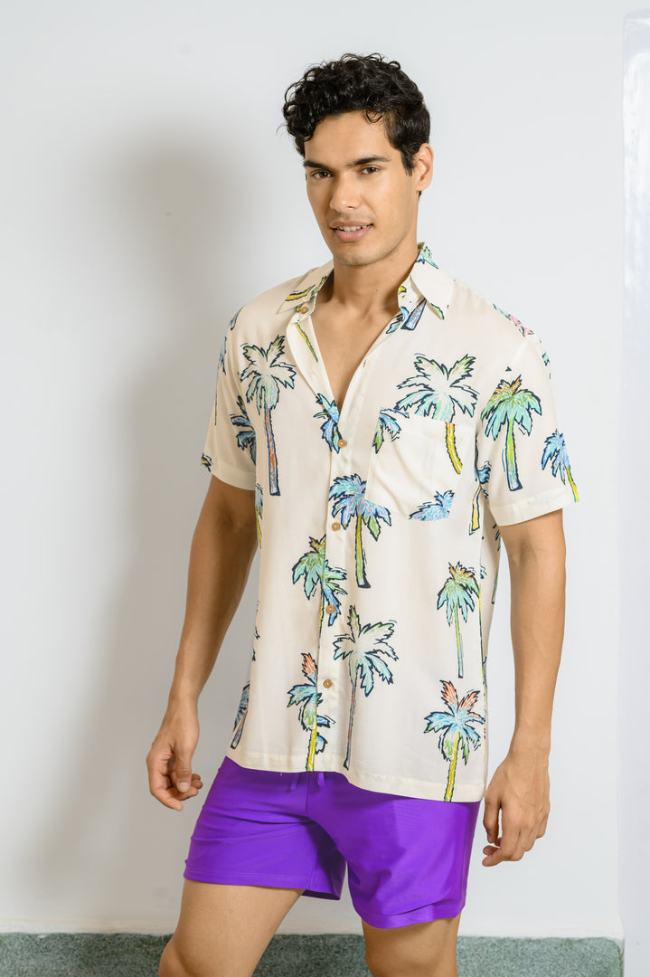 Men Beach Wear Printed Shirt