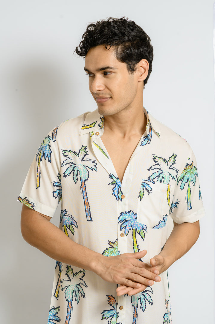 Men Beach Wear Printed Shirt