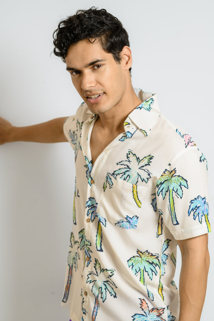 Men Beach Wear Printed Shirt