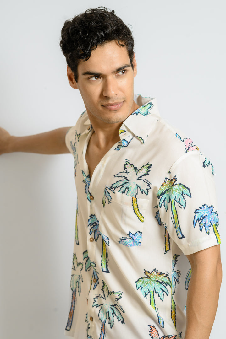 Men Beach Wear Printed Shirt