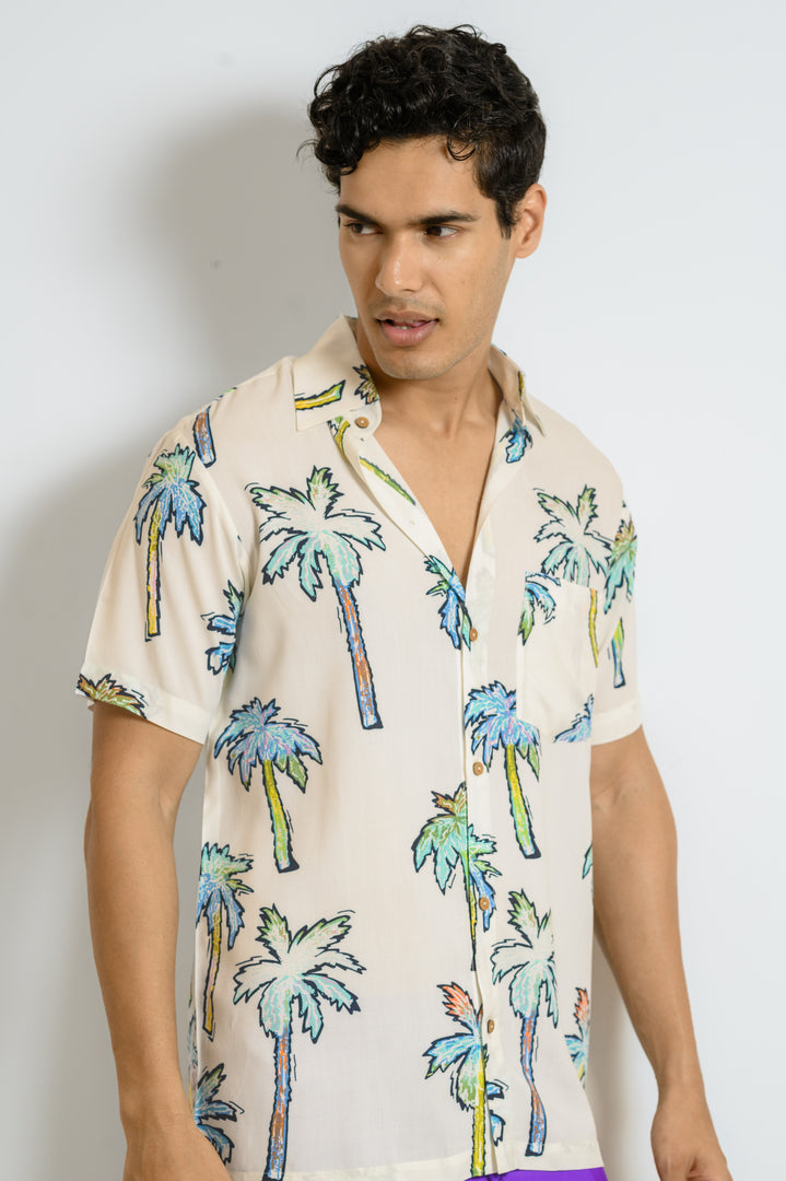 Men Beach Wear Printed Shirt