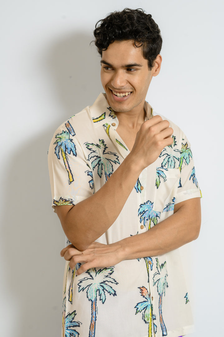 Men Beach Wear Printed Shirt