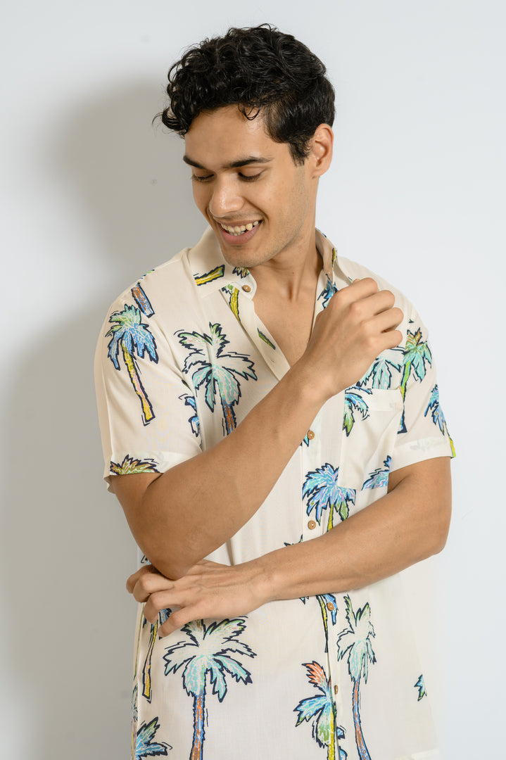 Men Beach Wear Printed Shirt