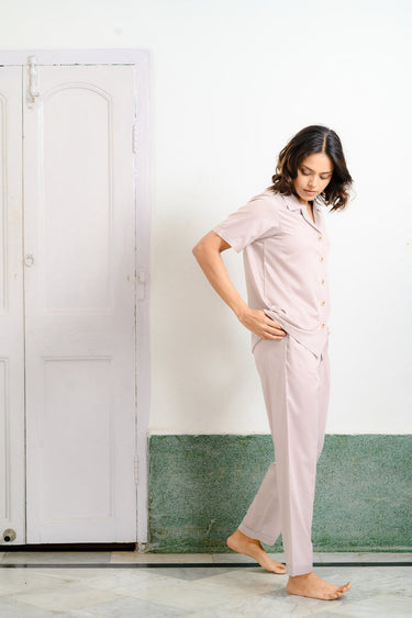 Blush Loop Button-Pajama Set