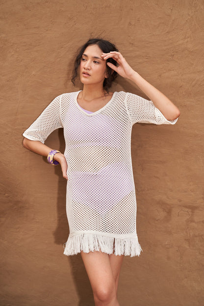 Amaya Knit Dress - White