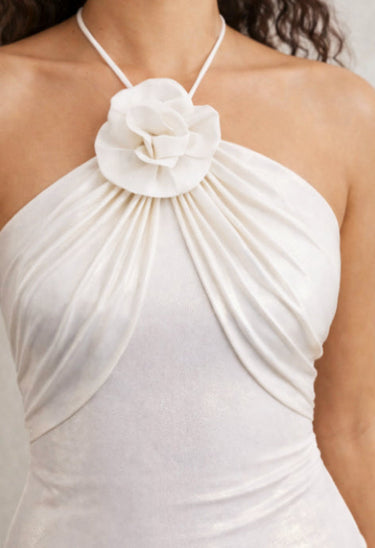 Ivory Bloom Halter Neck Swimsuit