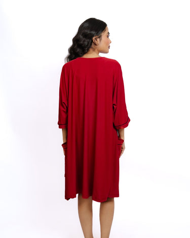 Crimson Comfort - Jersey Cotton Nightwear Set