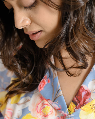 Bloom & Dream – Satin Pajama Set with Floral Print