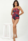 Signature Slit Crimson Cascade – Cutout Swimsuit