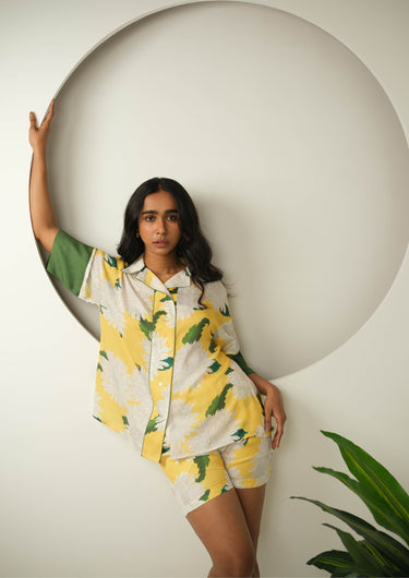 Sunny Bloom Satin Printed Shorts Set