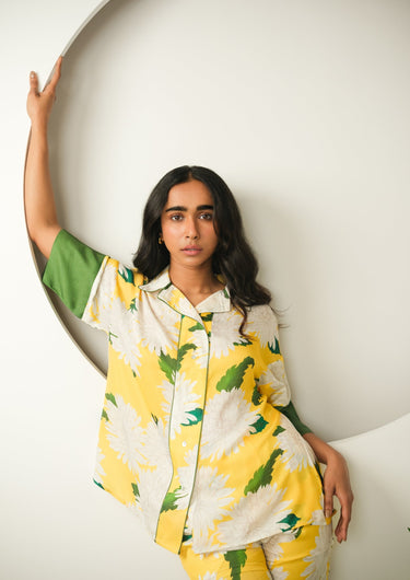 Sunny Bloom Satin Printed Shorts Set