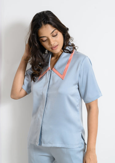 Satin Dual Collar Pajama Set
