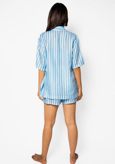 Blue Striped Muslin – 3-Piece Beachwear Set