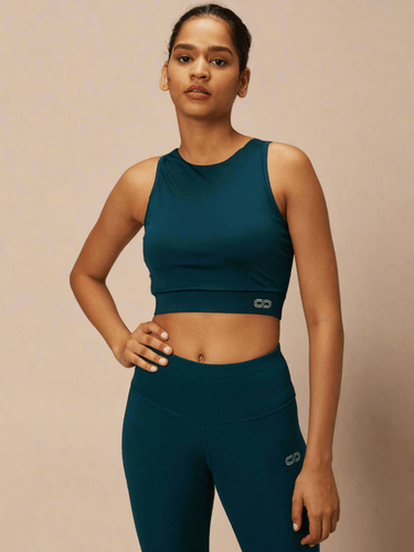Shop-Teal Padded Cross Back Crop Top & 7/8 Leggings