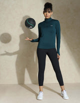 Shop-Women's Ath Runner Zip Neck Teal