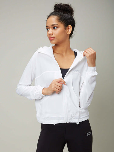 Premium white utility cargo jacket - Versatile and stylish fitness gift for her to upgrade her spring workout wardrobe