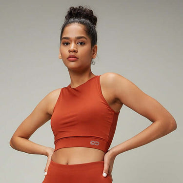 Shop-Padded Cross Back Crop Top Arabian Spice